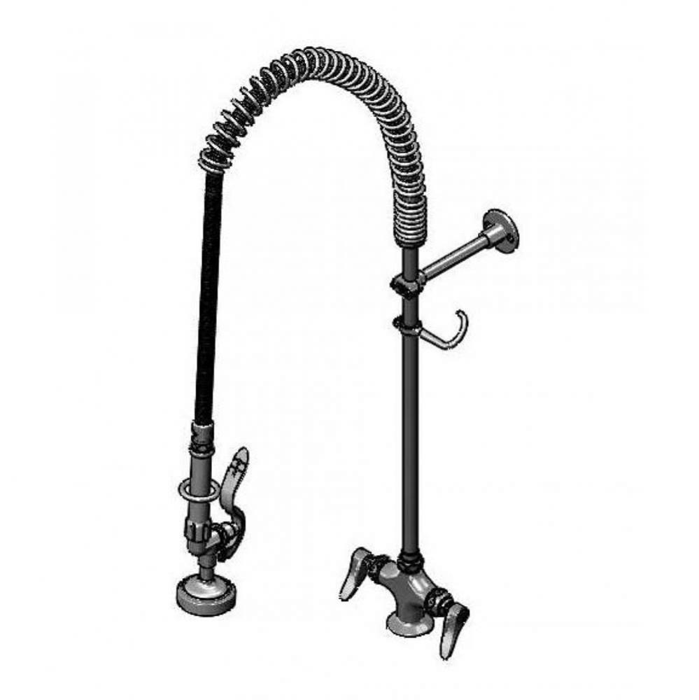EasyInstall Pre-Rinse, Spring Action, Single Hole Base, Flex Lines, Wall Brkt, 20'' Rise