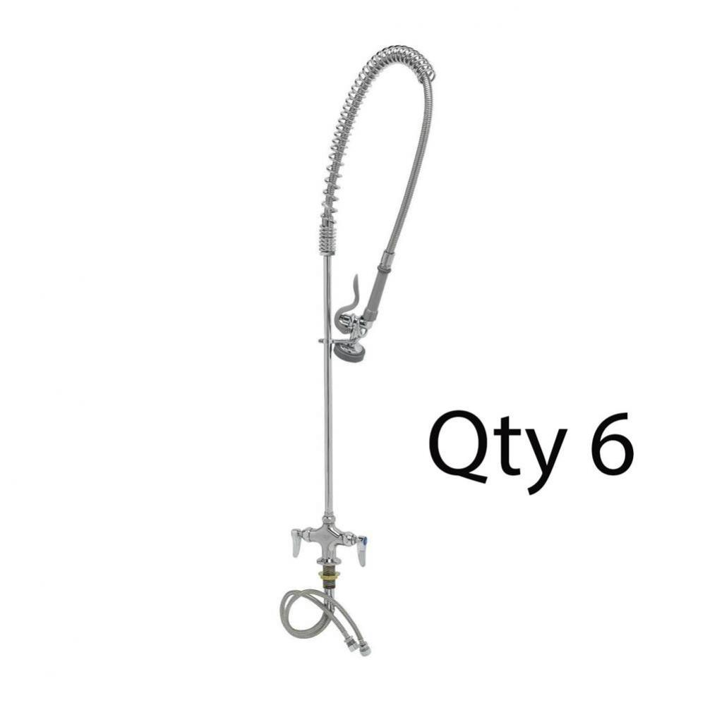 EasyInstall Pre-Rinse, Spring Action, Single Hole Base, 18'' Flex Lines (Qty. 6)