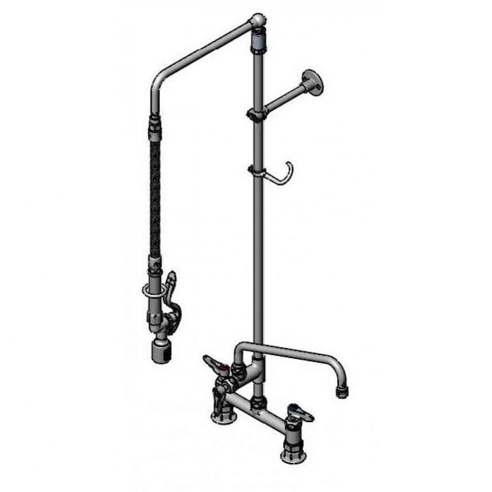 Pre-Rinse Unit: 8'' Deck Mount Base, Ceramas, 12'' Overhead Swivel Arm, B-0107