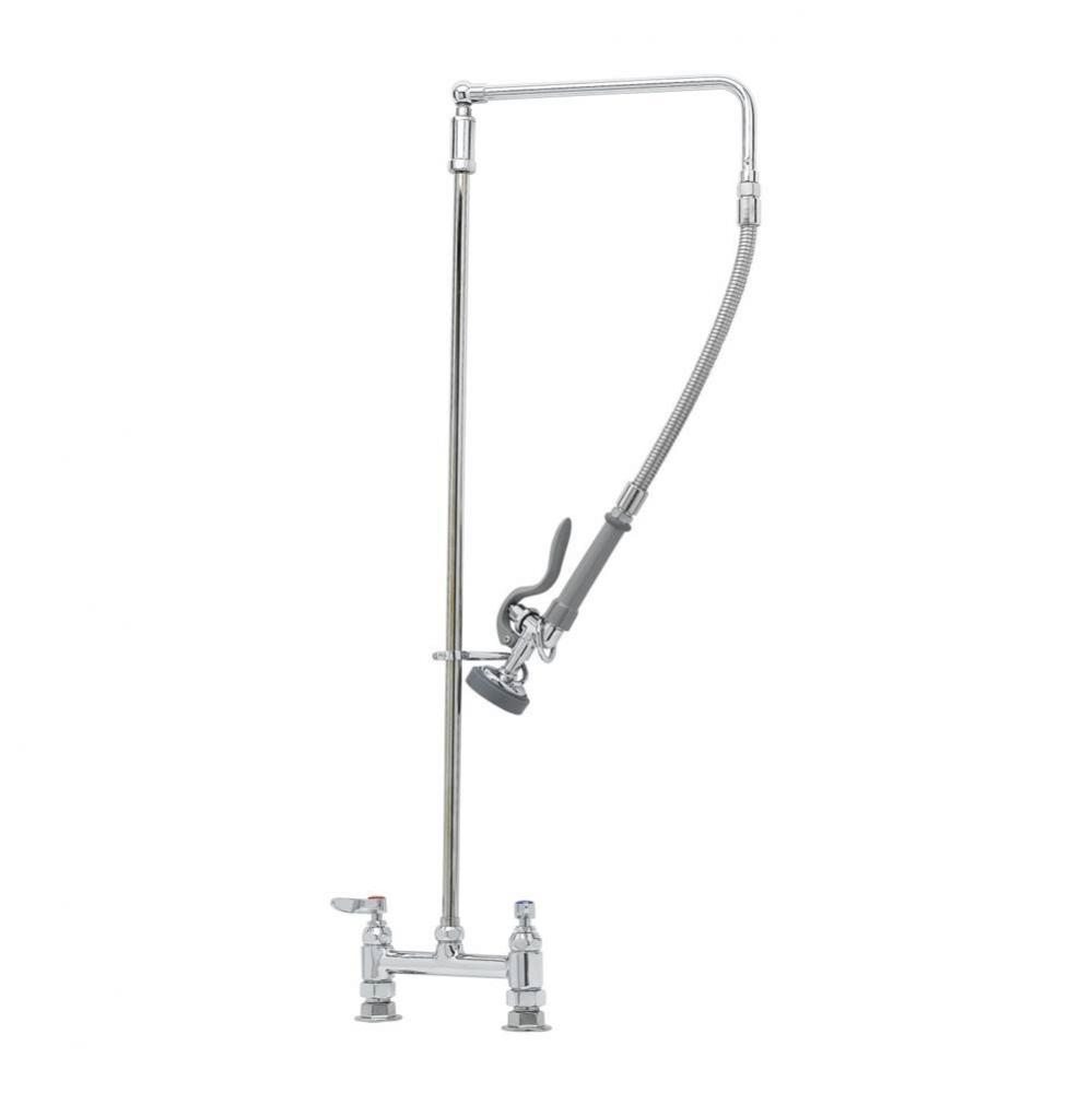 Pre-Rinse Unit: 8'' Deck Mount Base, 12'' Overhead Swivel Arm, B-0107 Spray Va