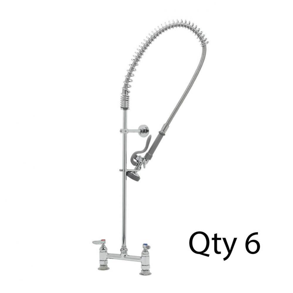 EasyInstall Pre-Rinse, Spring Action, Deck Mount Base, 8'' Centers, Wall Bracket (Qty. 6