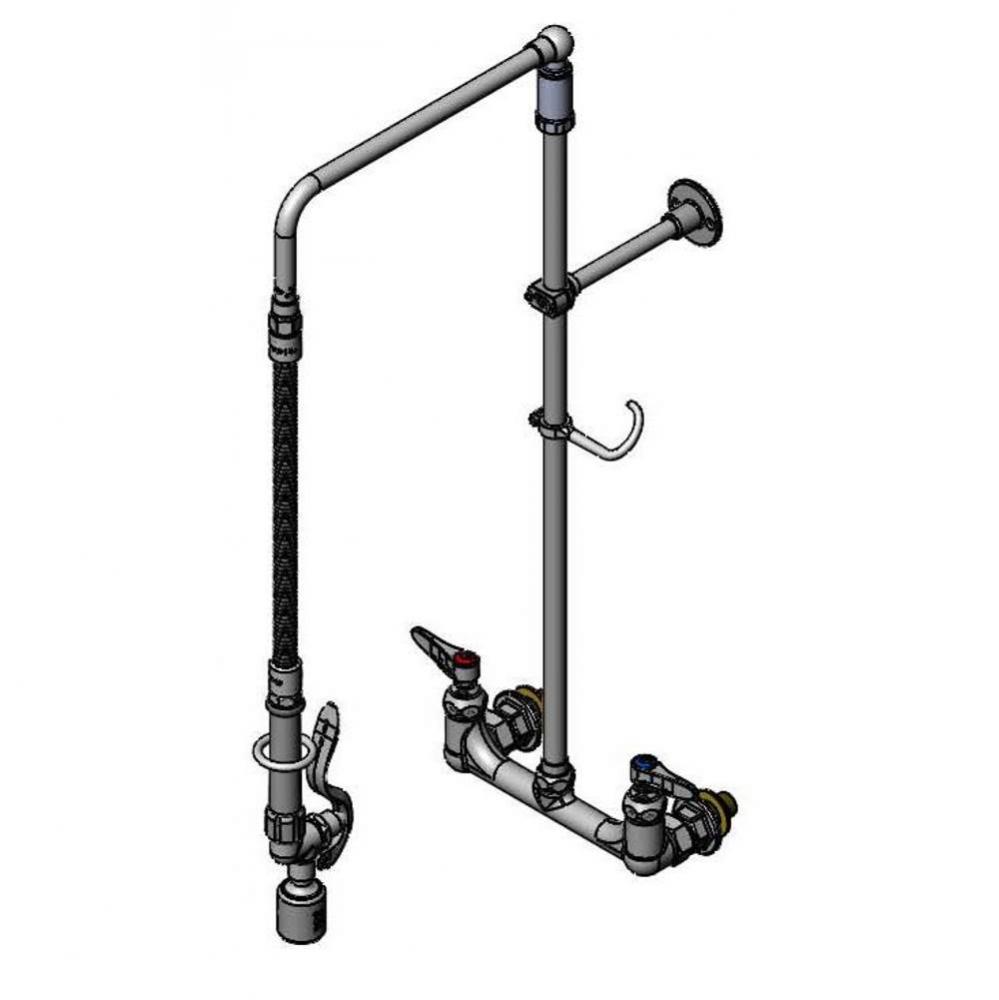 Pre-Rinse: Overhead Swivel Arm, 8'' Wall Mount, B-0107-C, Wall Bracket & B-0425 Supp