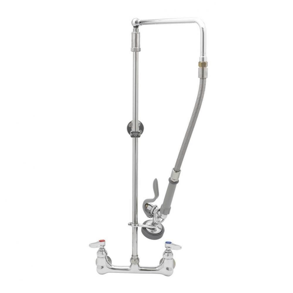 Pre-Rinse, Overhead Swivel Arm, 8'' Wall Mount, B-0107 Spray Valve, Wall Bracket