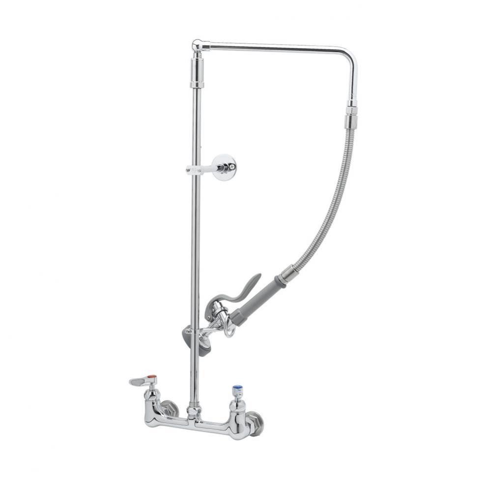 Pre-Rinse, Overhead Swivel Arm, Wall Mount Base, 8'' Centers, Wall Bracket & Ceramas