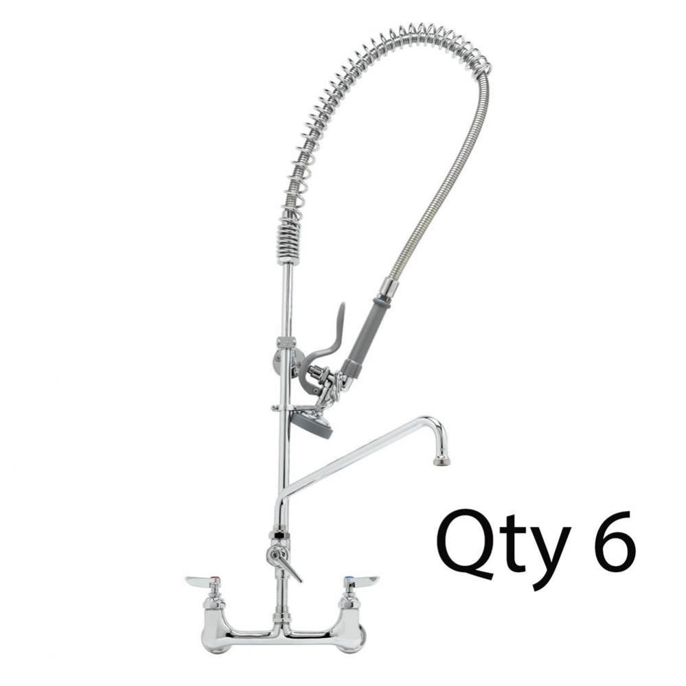 EasyInstall Pre-Rinse, Spring Action, Wall Mount, 12'' Add-On Faucet (QTY6)