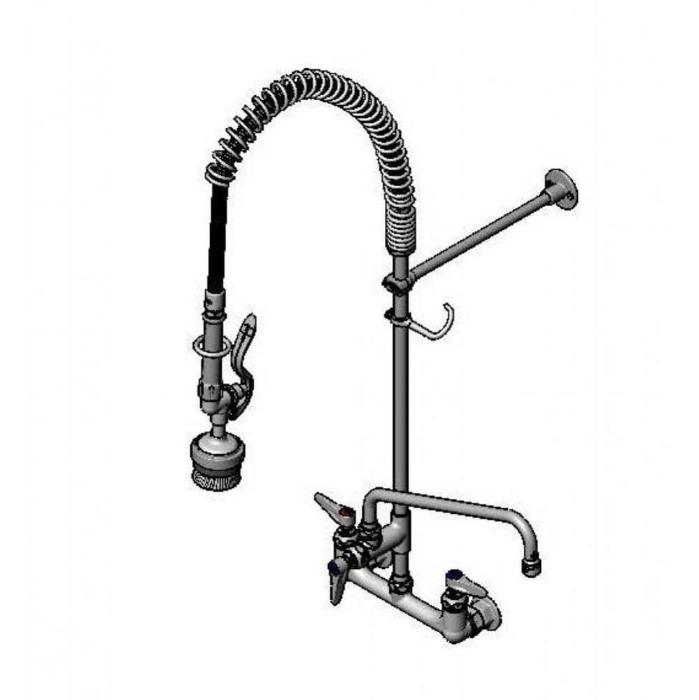 8'' WallMount Pre-Rinse, Supply Stops-Hoses-Elbows, Add-On-Fct, 12'' Swing Noz