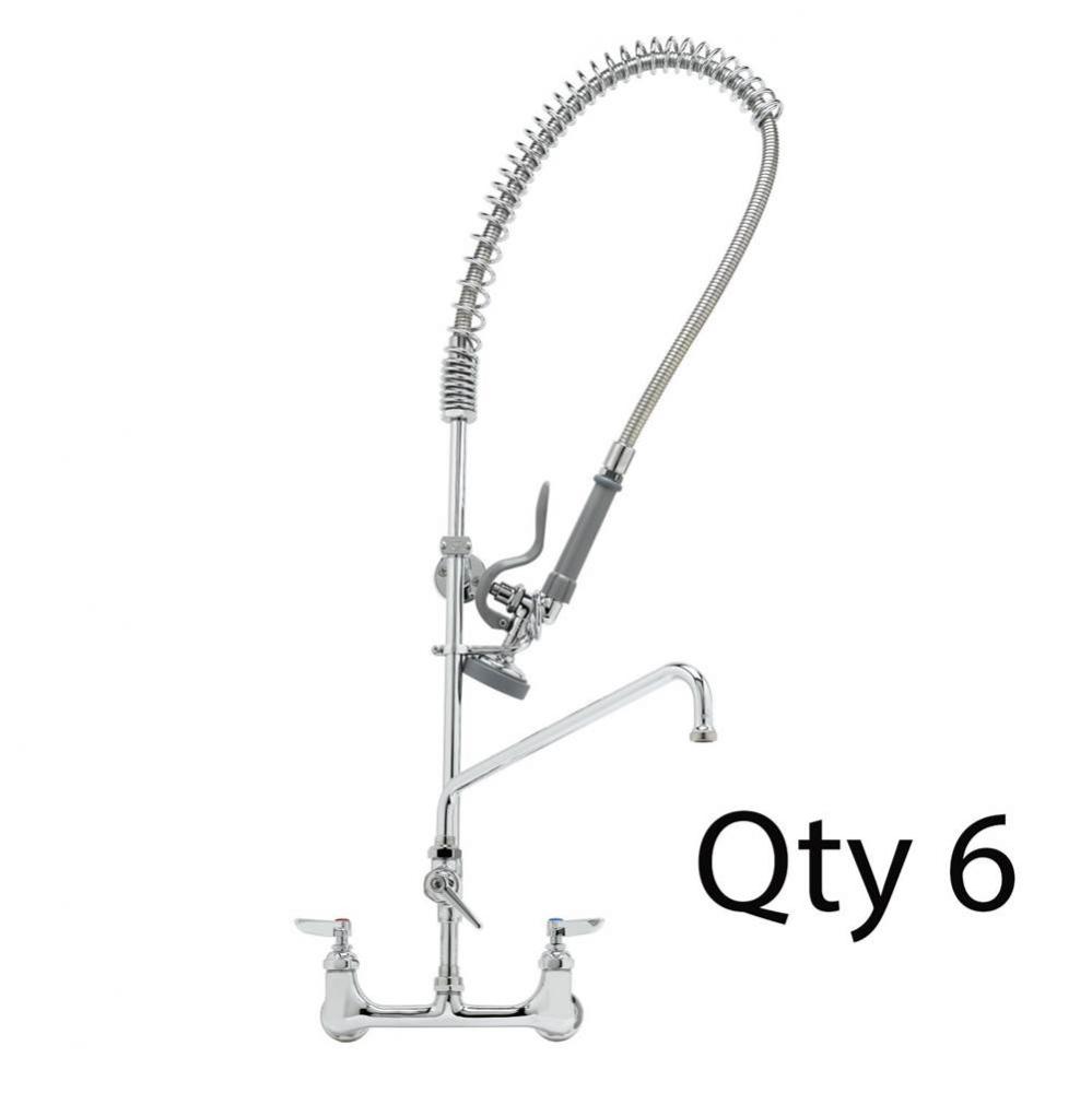 EasyInstall Pre-Rinse, Spring Action, Wall Mount, 14'' Add-On Faucet (QTY6)