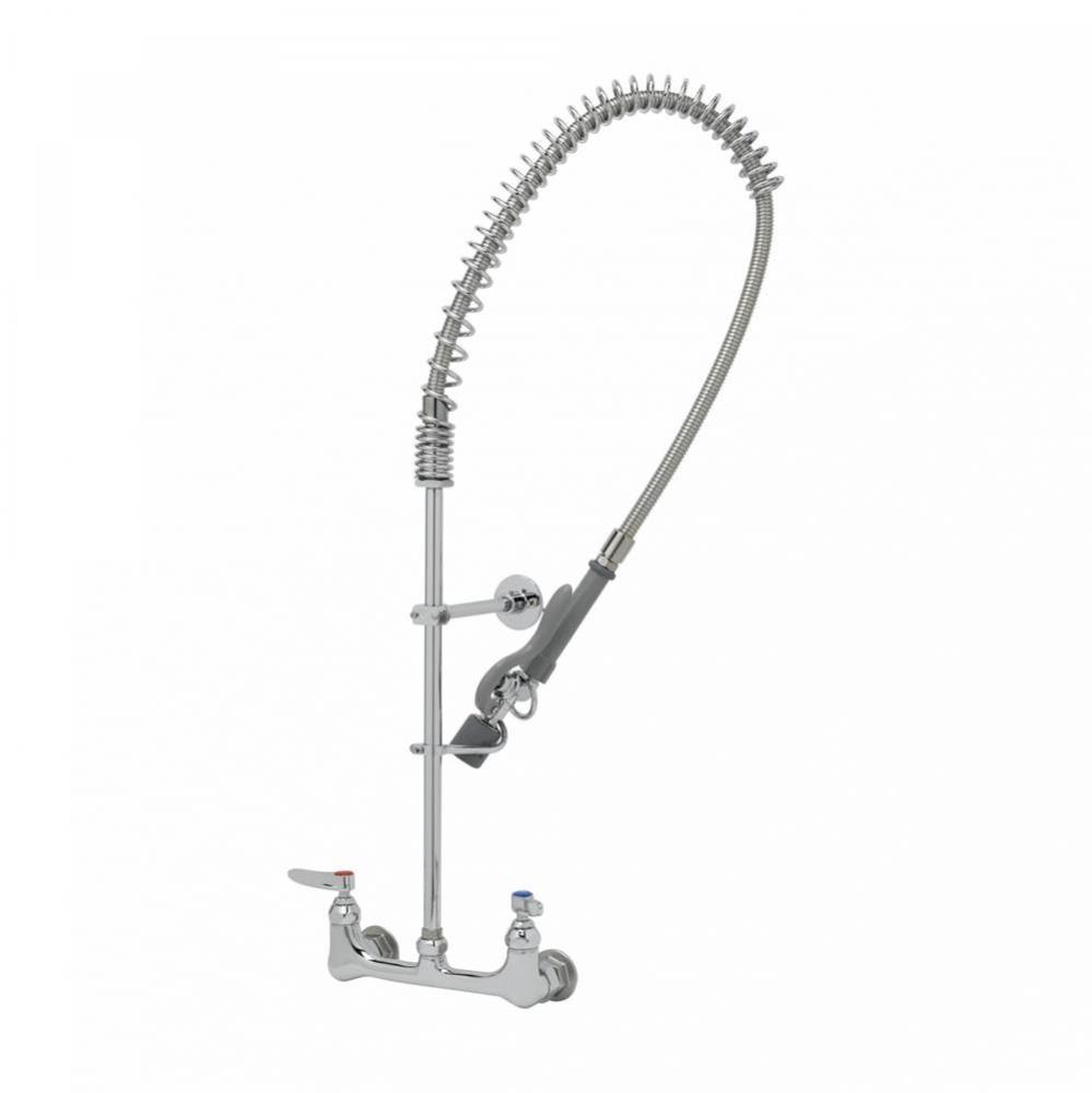 EasyInstall Pre-Rinse, Spring Action, 8'' Wall Mount, Low-Flow Spray Valve, Wall Bracket