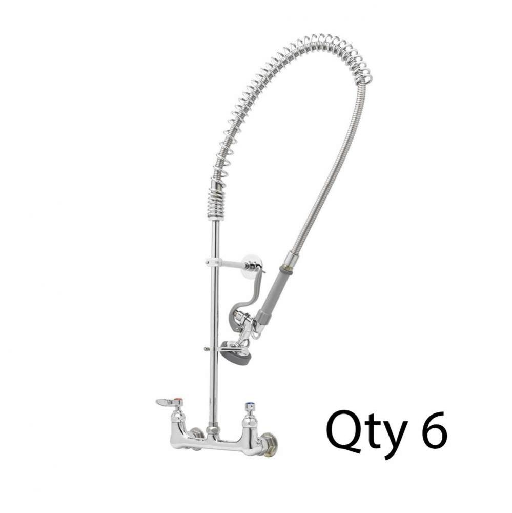 EasyInstall Pre-Rinse, Spring Action, Wall Mount Base, 8'' Centers, Wall Bracket (Qty. 6