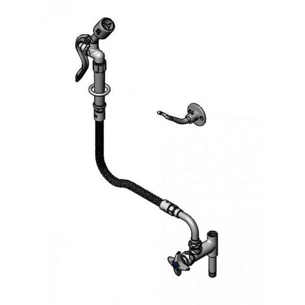 Washdown Hose Unit: Add-On Faucet, 034A, 68'' Flex Hose, B-0107-C35 Spray Valve