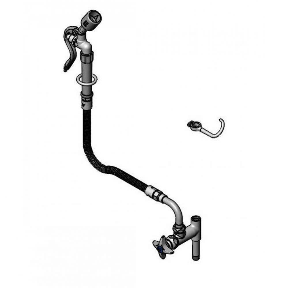 Washdown Hose Unit: Add-On Faucet, 034A, 68'' Flex Hose, 0.65 GPM Spray Valve, Finger Ho