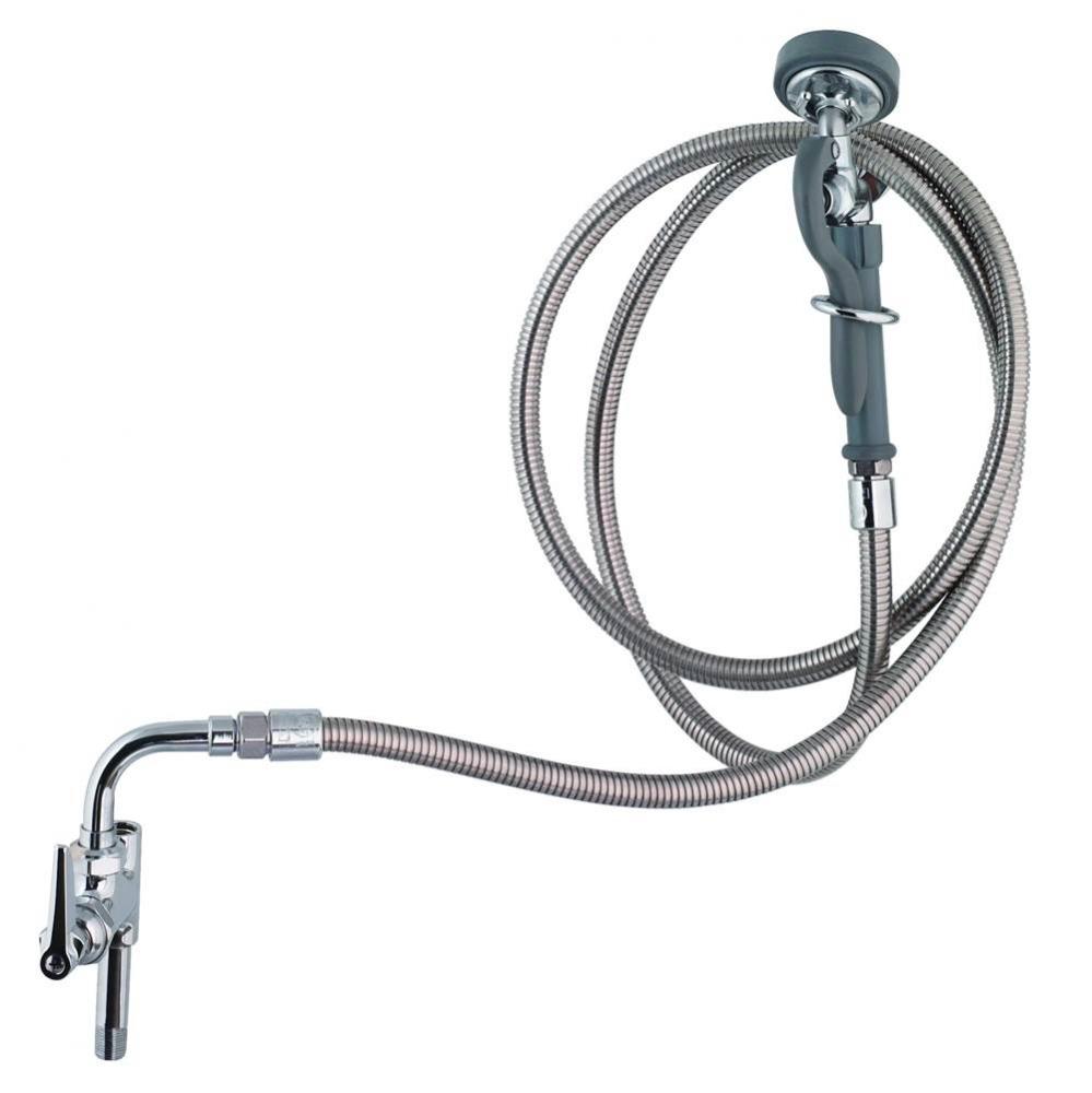 Spray Assembly: Add-On Faucet w/ 034A Swivel Adapter, Flexible Hose, Angled Spray Valve
