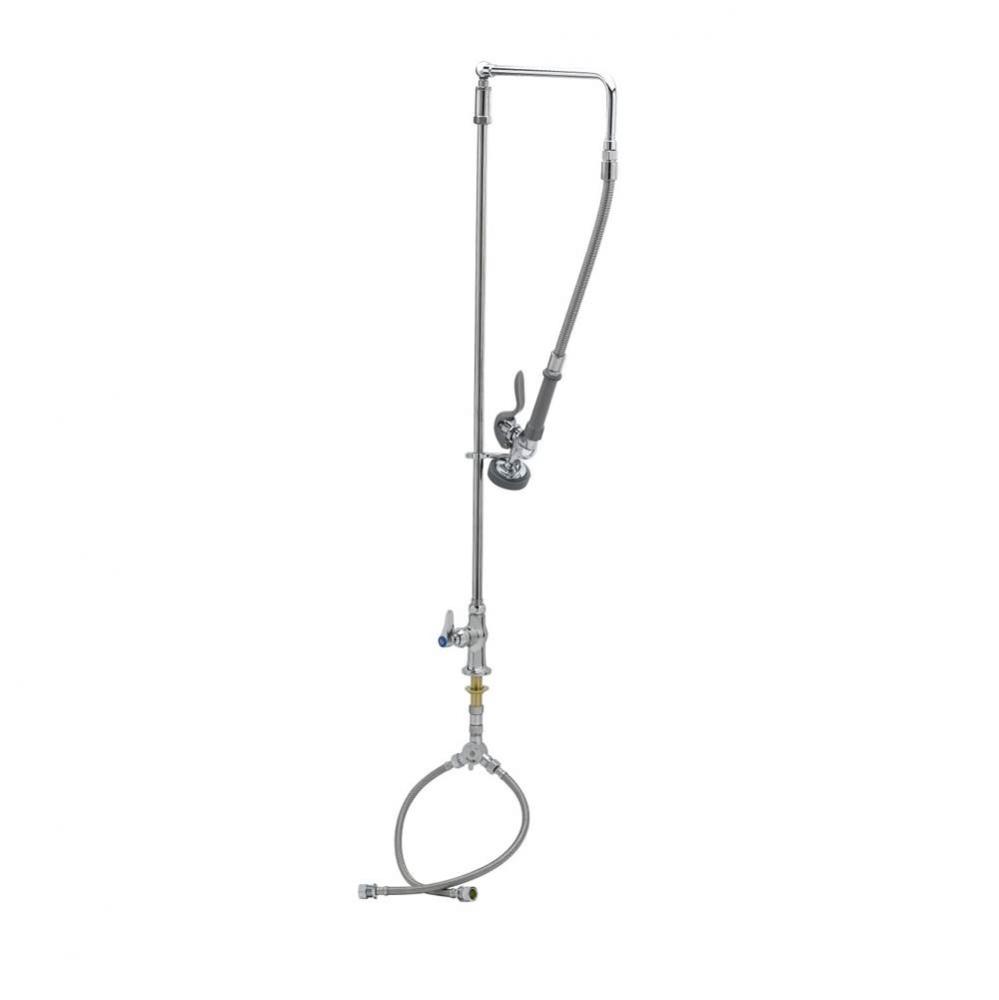 Pre-Rinse, Overhead Swivel Arm, Single Hole Base, Flex Hoses, Single Temperature Control