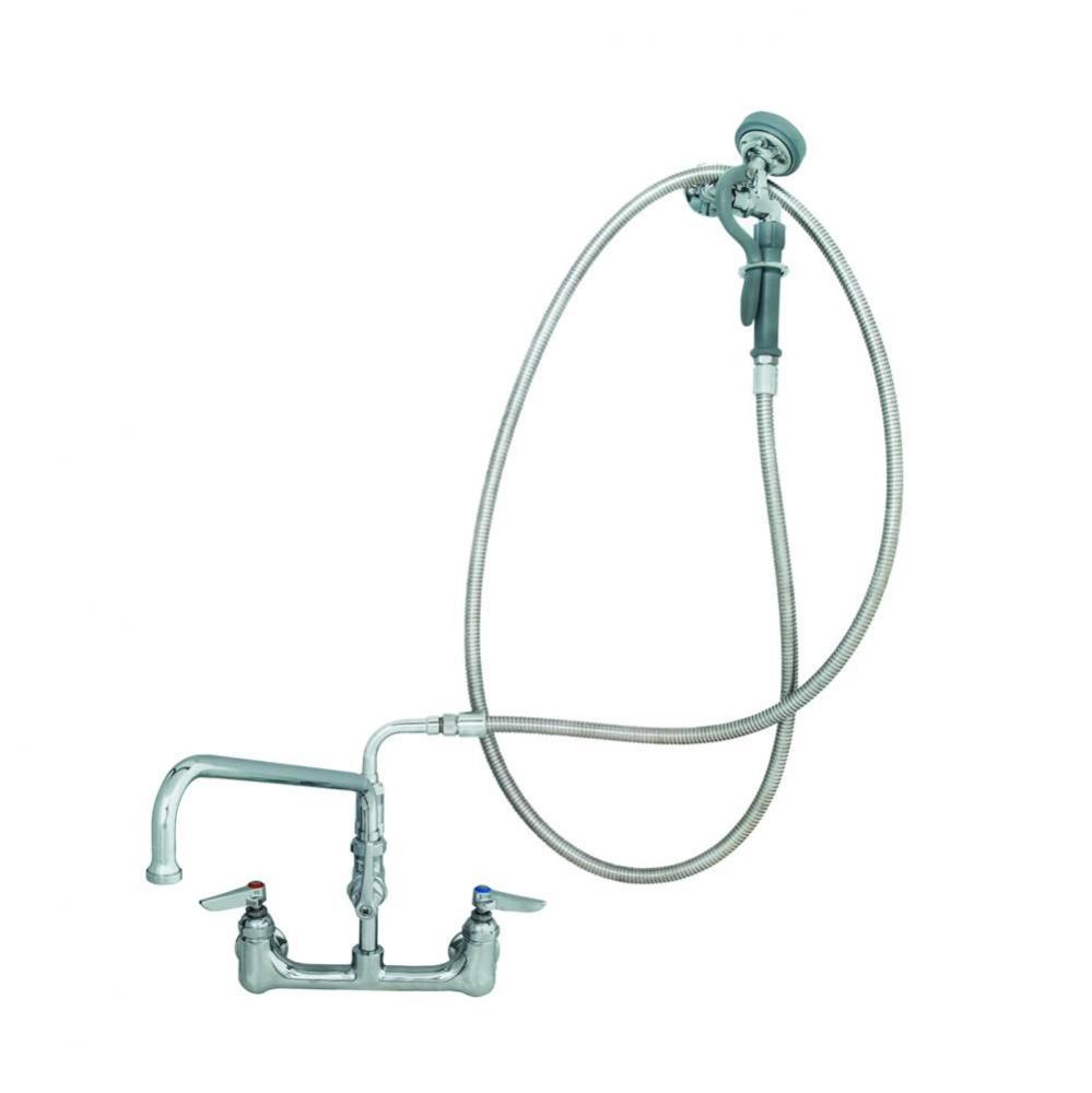 Pre-Rinse: 8'' Wall Mount Base, Add-On Fct w/ 8'' Swing Nozzle, Hose & Ang