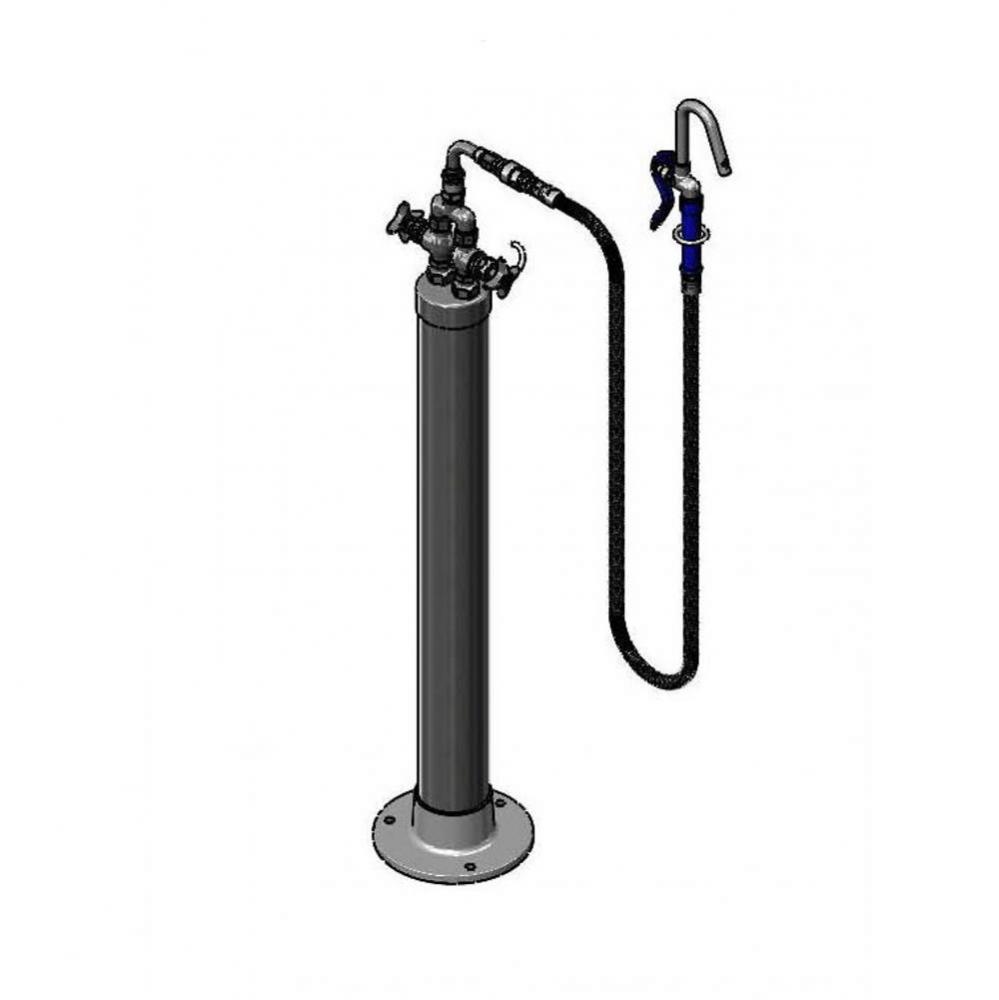 Kettle Kaddy, Hook Nozzle with Flexible Hose & Vacuum Breaker, Hot & Cold Controls