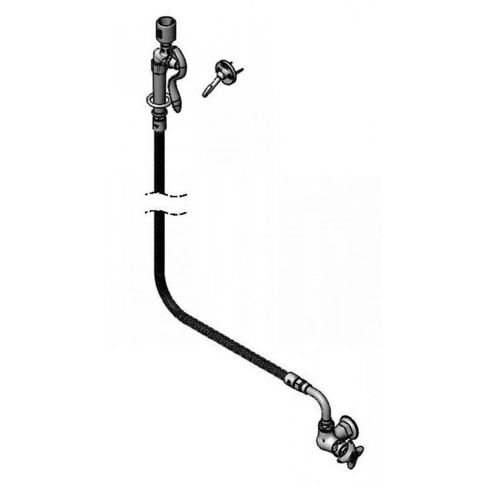 Single Pantry Faucet, Wall Mount, Eterna, 4-Arm Handle, B-0107-C & 120'' Flex SS Hos