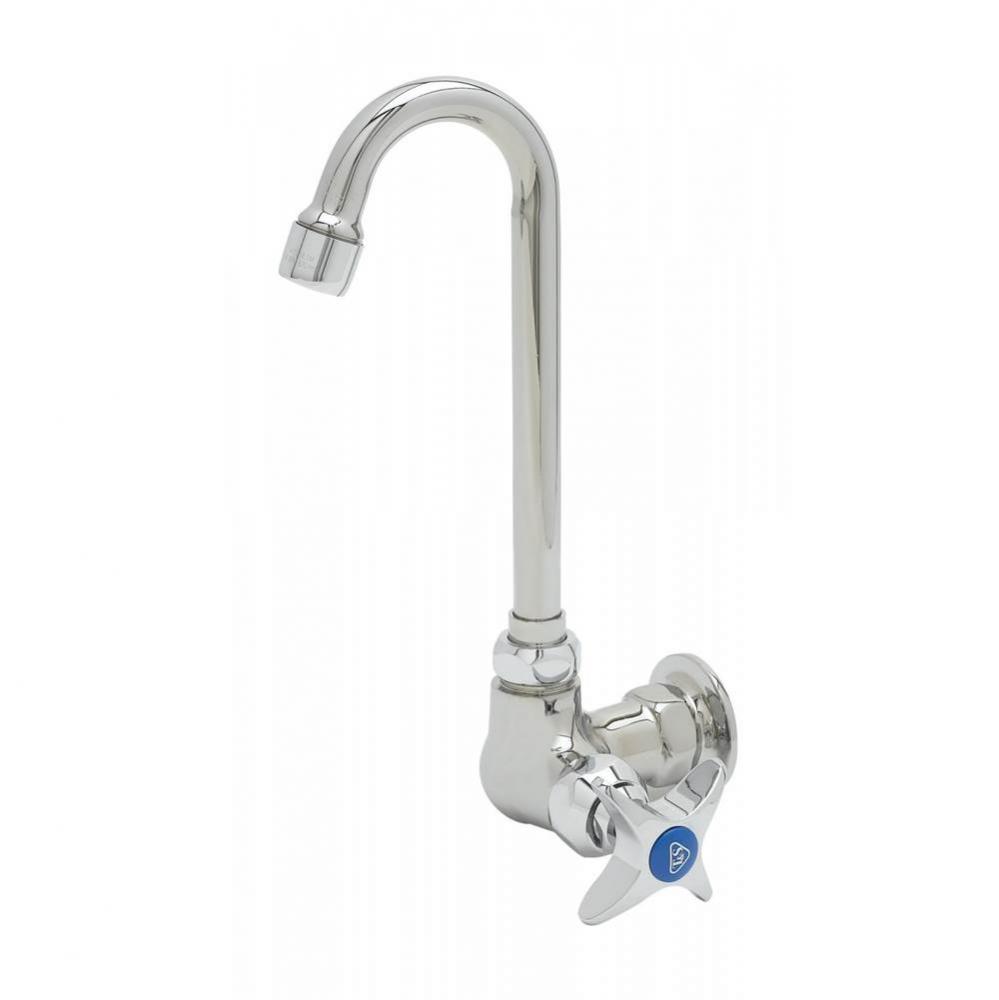 Single Pantry Faucet, Single Hole, Wall Mount, 2-5/8'' Swivel Gooseneck, 1.5 gpm Aerator