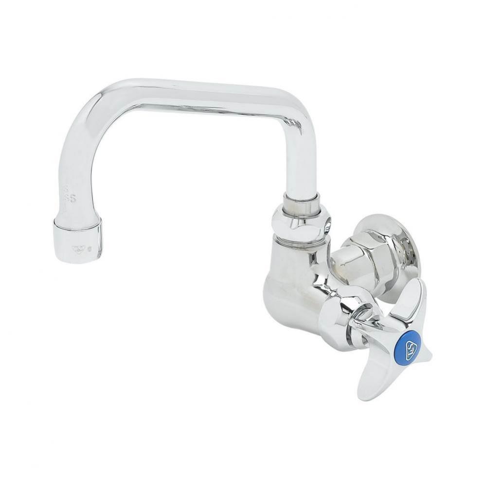 Single Temp Faucet, Wall Mount, 6'' Swing Nozzle, 0.5 GPM Non-Aerated Outlet, 4-Arm Hand