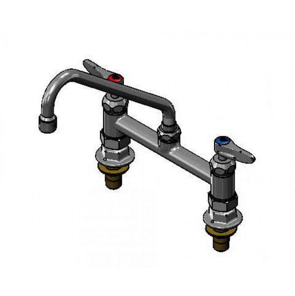 8'' Deck Mount Mixing Faucet, CV-Ceramas, 9'' Swing Nozzle & Supply Nipple