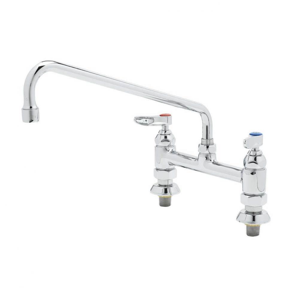 Double Pantry Faucet, Deck Mount, 8'' Centers, 18'' Swing Nozzle, EE Inlets