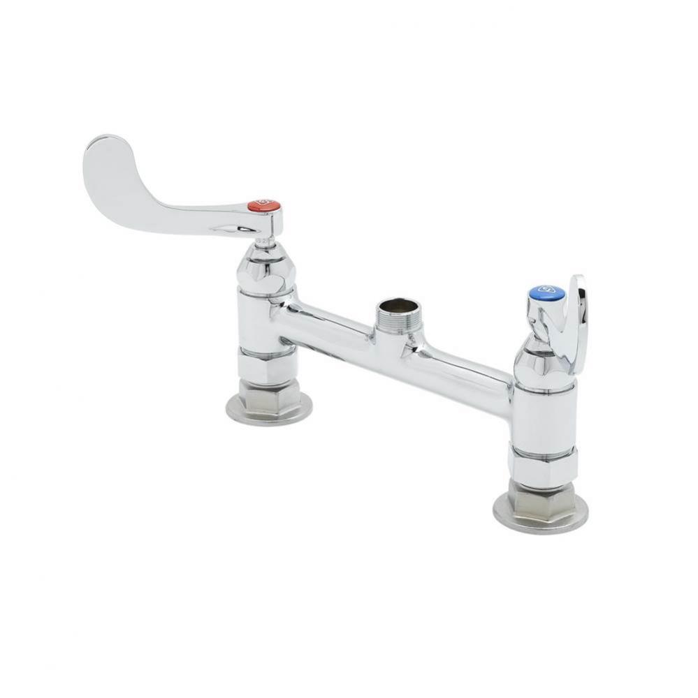 Double Pantry Faucet, 8'' Deck Mount, Swivel Outlet, Eternas, 4'' Wrist Handle