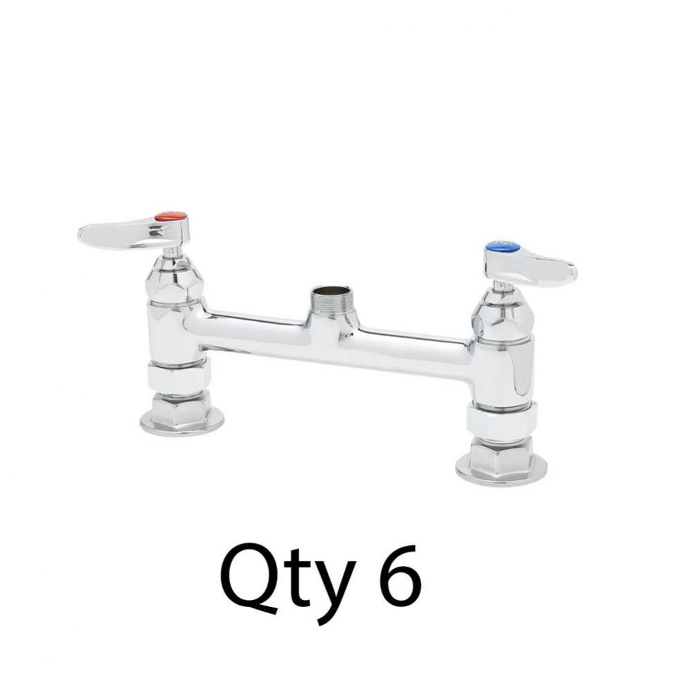 Double Pantry Swivel Base Faucets, 8'' Deck Mount, Lever Handles, Less Nozzle (Qty.6)