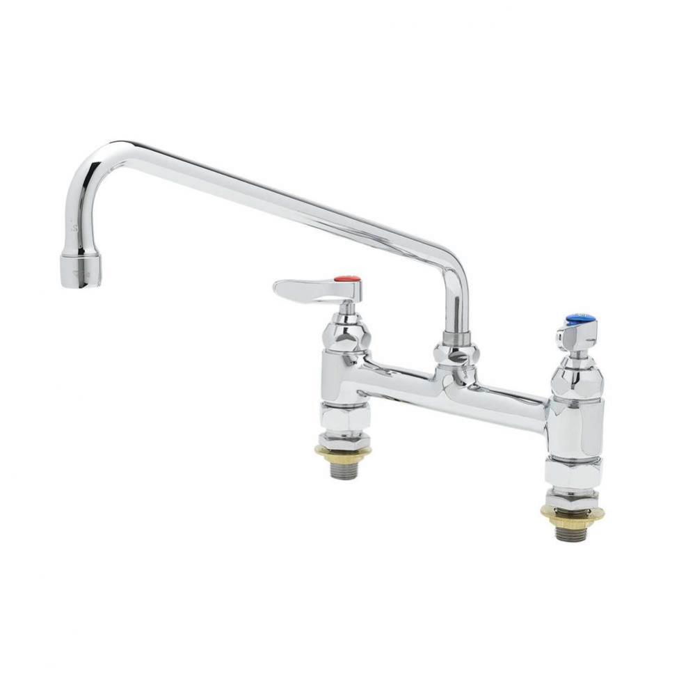 Double Pantry Faucet, Deck Mount, 8'' Centers, 12'' Swing Nozzle (062X), 1/2&a