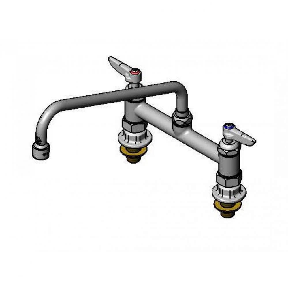 Double Pantry Faucet, 8'' Deck Mount, 12'' Swing Nozzle, Ceramas, 2.2 GPM VR A