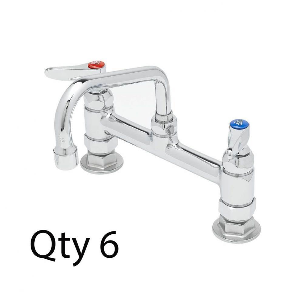 Double Pantry Faucet, Deck Mount, 8'' Centers, 6'' Swing Nozzle (059X) (Qty. 6