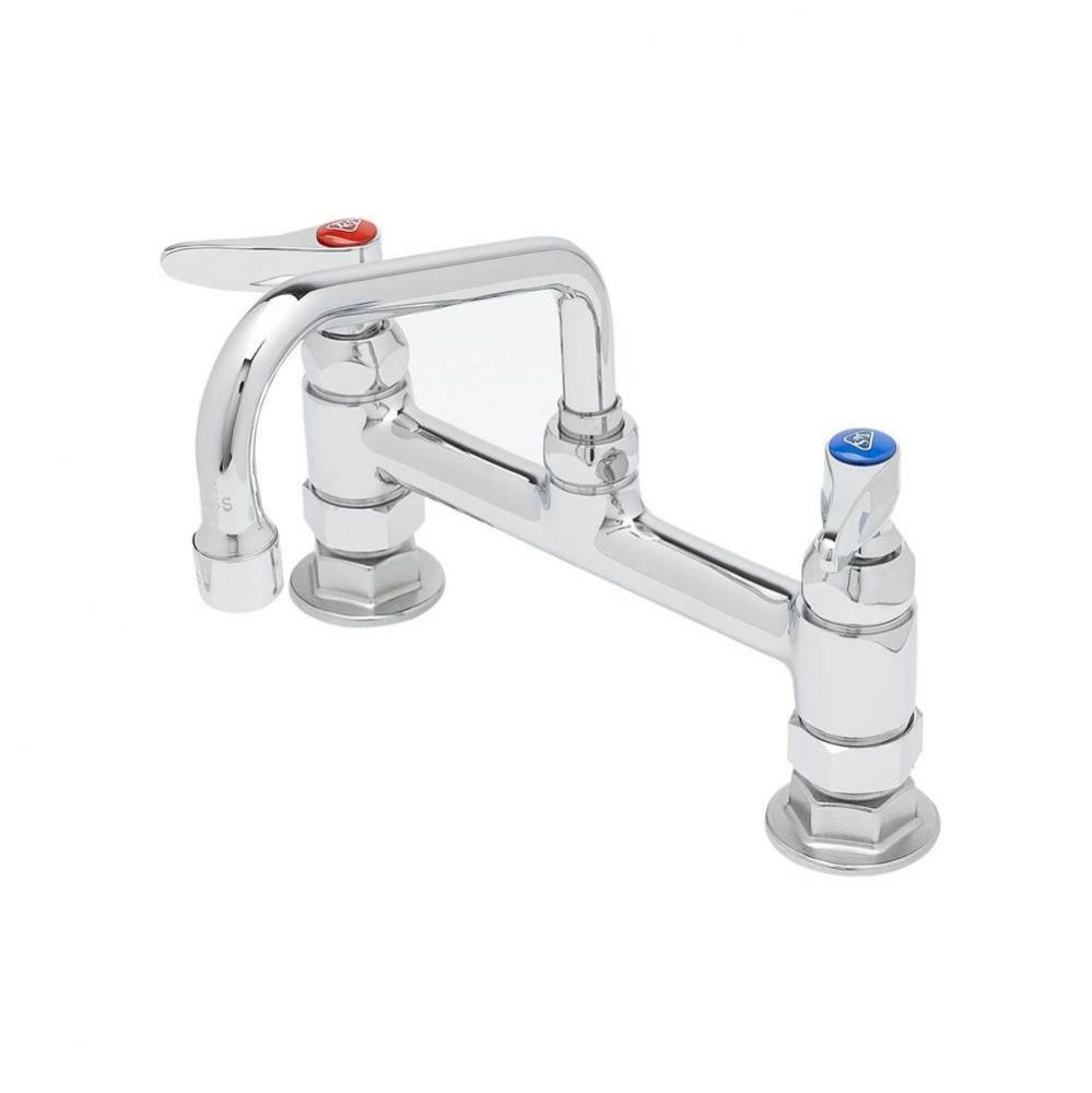 Double Pantry Faucet, Deck Mount, 8'' Centers, 6'' Swing Nozzle (059X), Lever