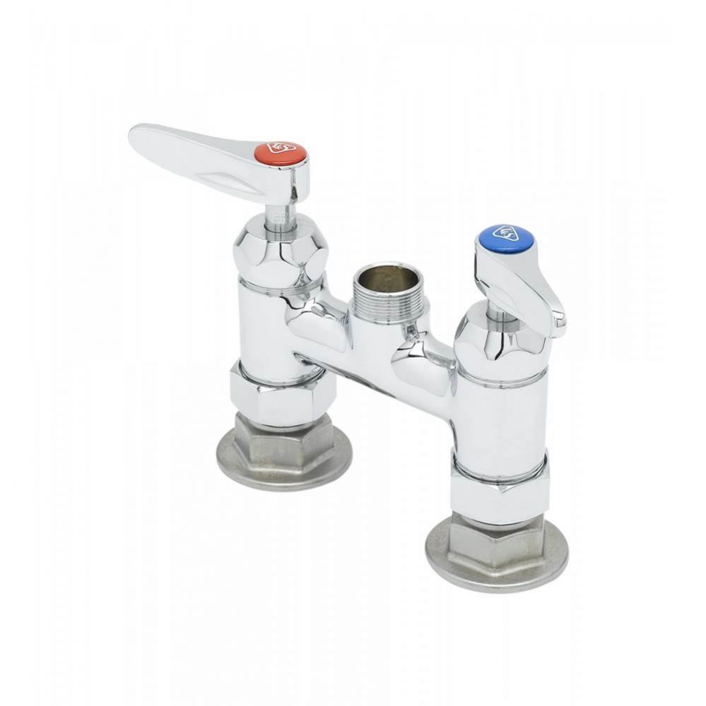 4'' c/c Deck Mount Faucet w/ Ceramas, Lever Handles & 1/2'' NPT Female Inl