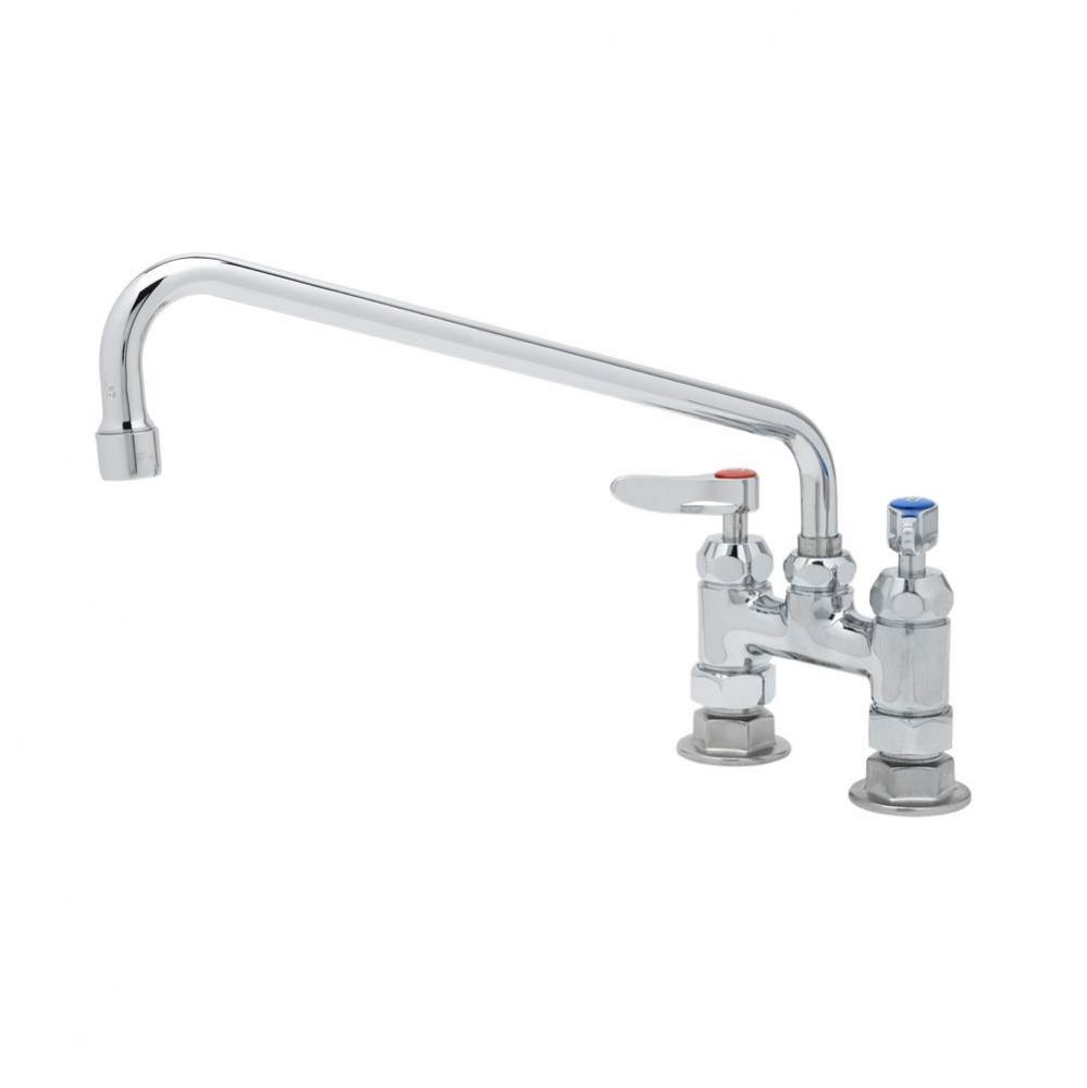 Double Pantry Faucet, Deck Mount, 4'' Centers, 12'' Swing Nozzle, Cerama Cartr