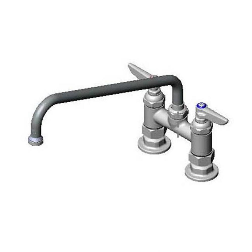 Double Pantry Faucet, Deck Mount, 4'' Centers, 12'' Swing Nozzle (062X), Lever