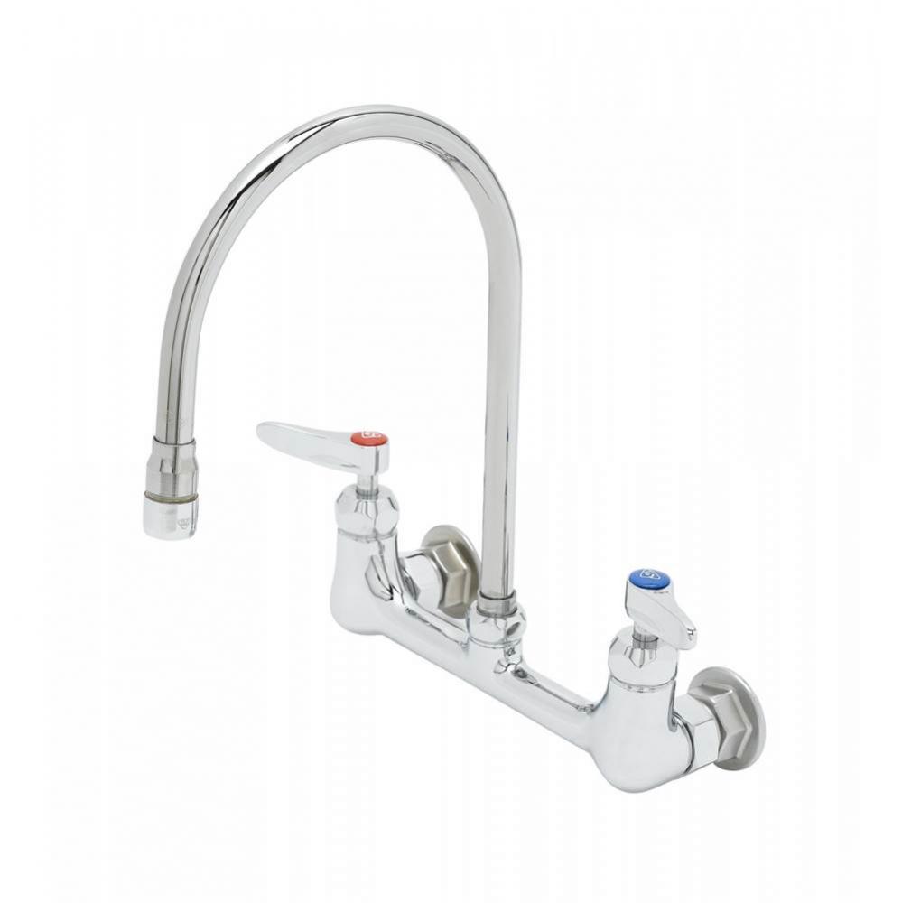 8'' Wall Mount Faucet, 1/2''NPT Female Inlets, Ceramas, Lever Handles & 13