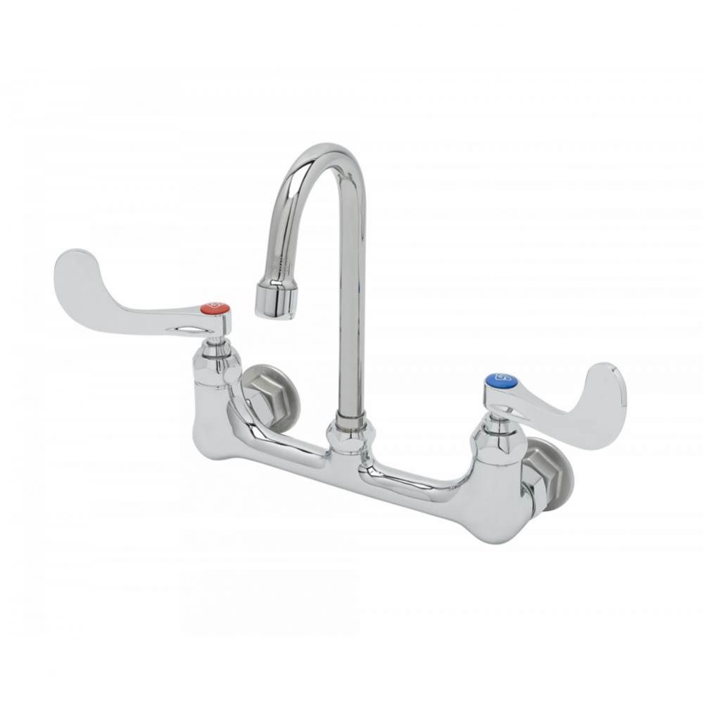 8'' Double Pantry Faucet, Wall Mount, Eternas, Gooseneck, 1.5 GPM Aerator, 4''