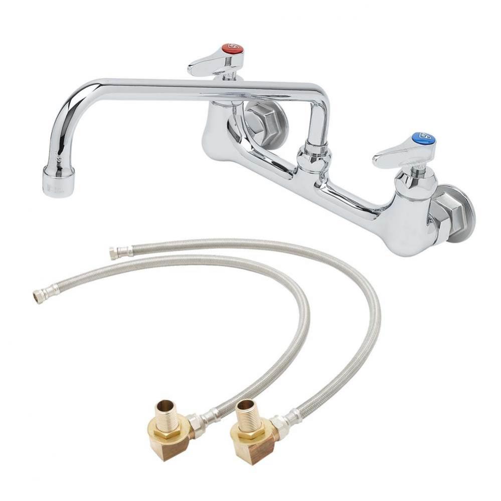 8'' Wall Mount Base Faucet, 1/2''NPT Male Inlets, Ceramic Cartridges, 12'