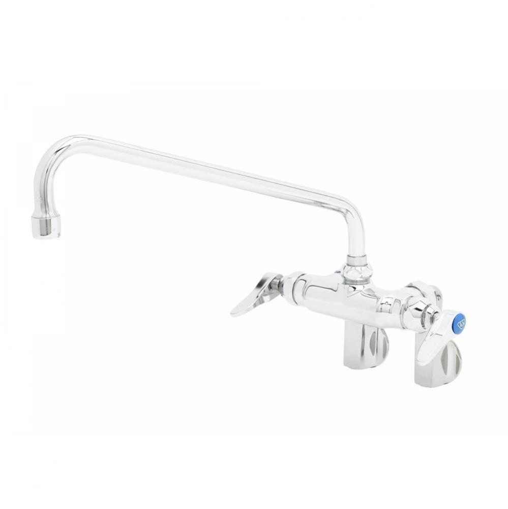 Double Pantry Faucet, Wall Mount, Adjustable Centers, 12'' Swing Nozzle