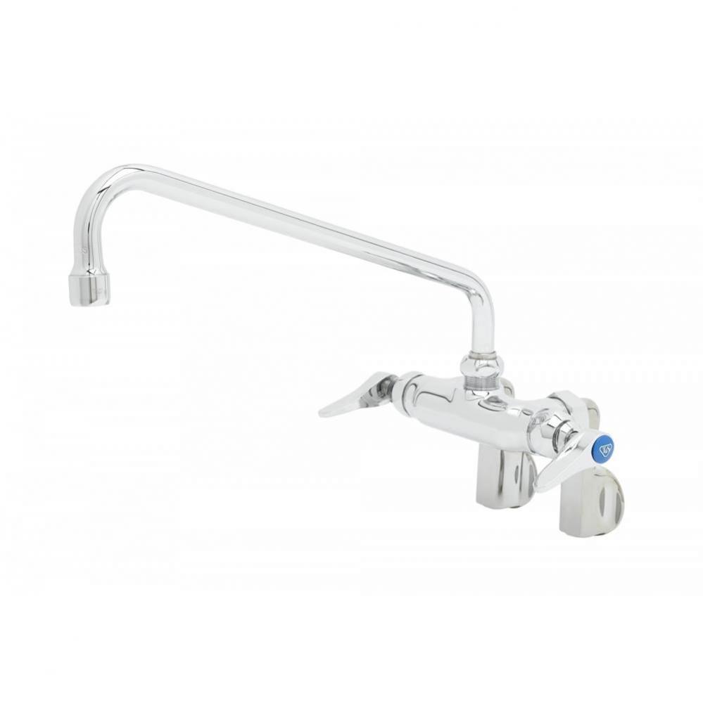 Double Pantry Faucet, Wall Mount, Adjustable Centers, Integral Stops, 12'' Swing Nozzle