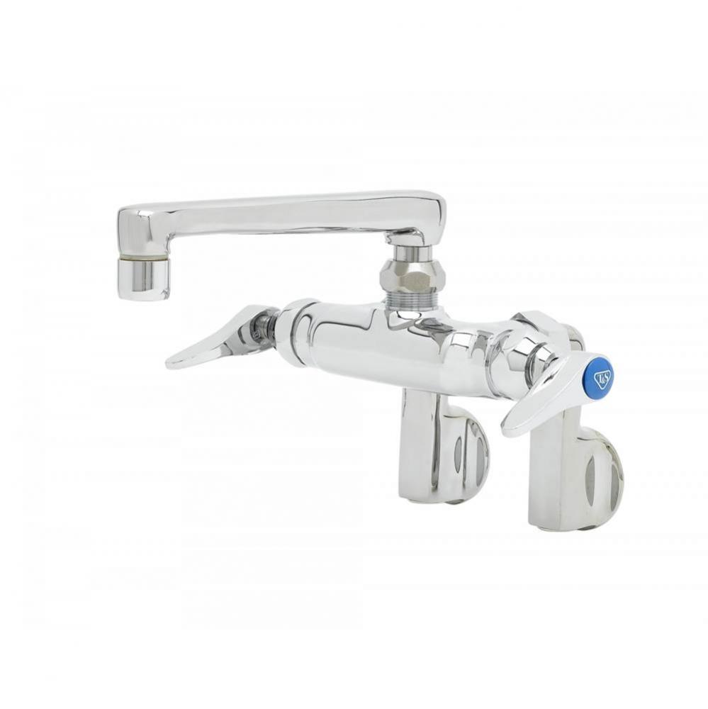 Double Pantry Faucet, Wall Mount, Adjustable Centers, Integral Stops, 6'' Cast Spout