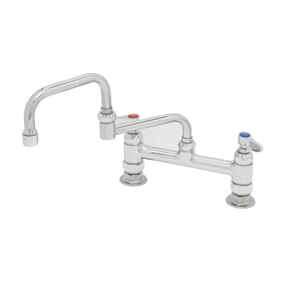 Double Pantry Faucet, Deck Mount, 8'' Centers, 12'' Double-Joint Swing Nozzle