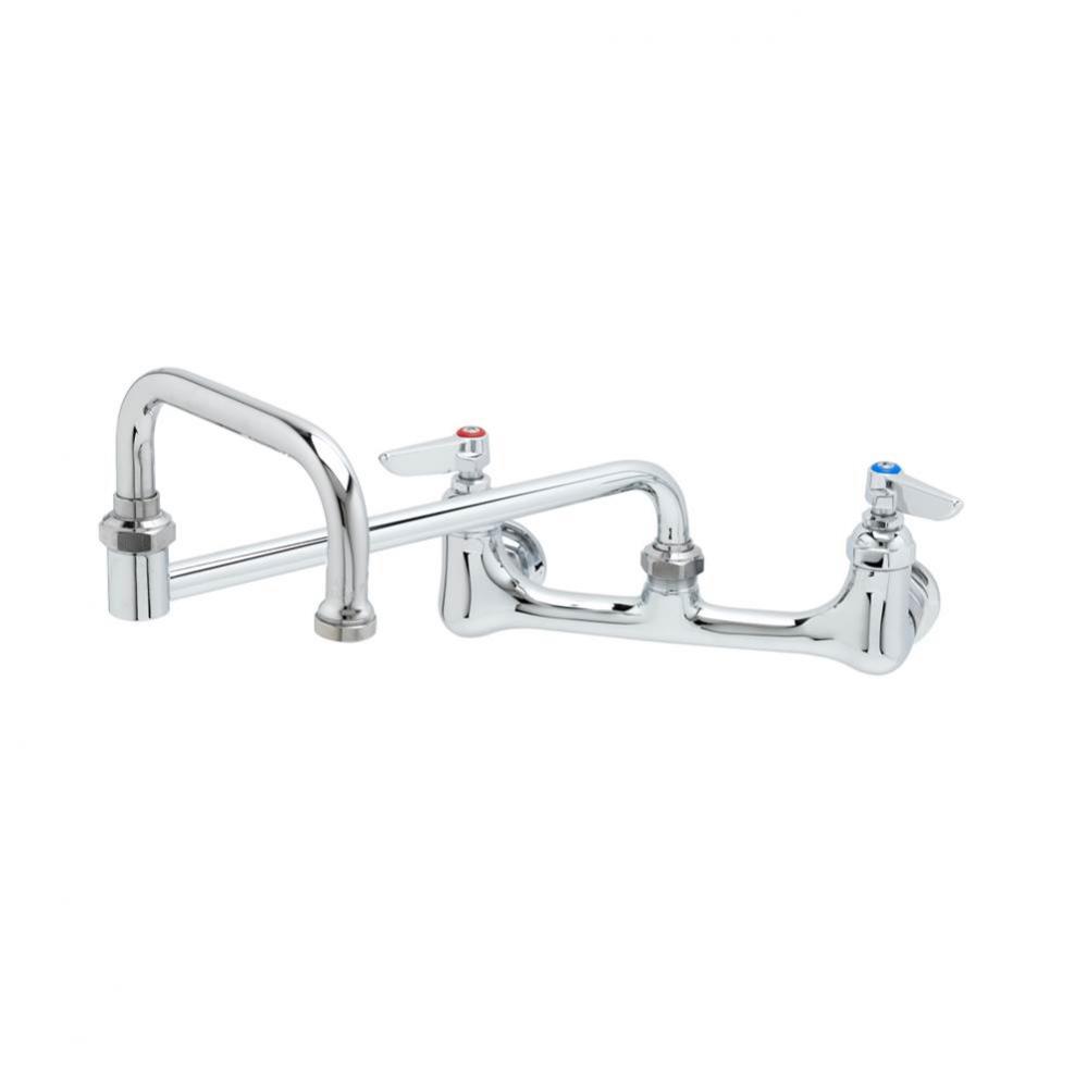 Double Pantry Faucet, Wall Mount, 8'' Centers, 18'' Double Joint Swing Nozzle,