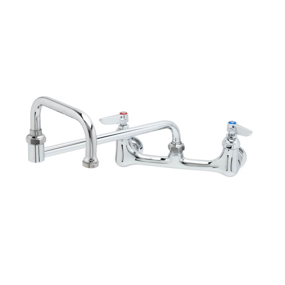 Double Pantry Faucet, 8'' Wall Mount, 15'' Double Joint Swing Nozzle, Built-In