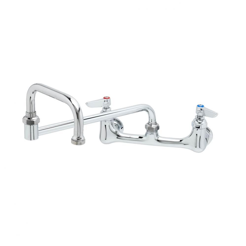 Dual Pantry Mixing Faucet, 8'' Wall Mount, Check-Valve Ceramas, 15'' Dbl-Joint