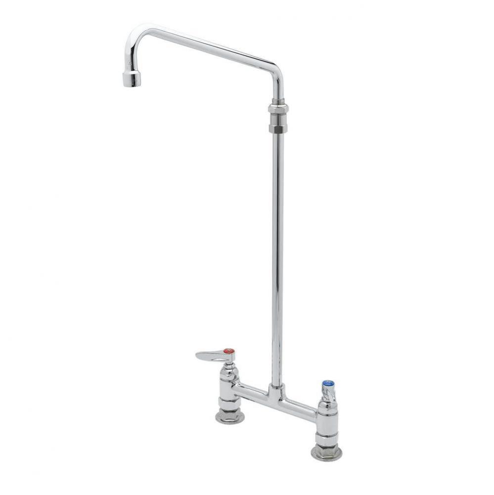 Double Pantry Faucet, Deck Mount, 8'' Centers, 12'' Elevated Swing Nozzle