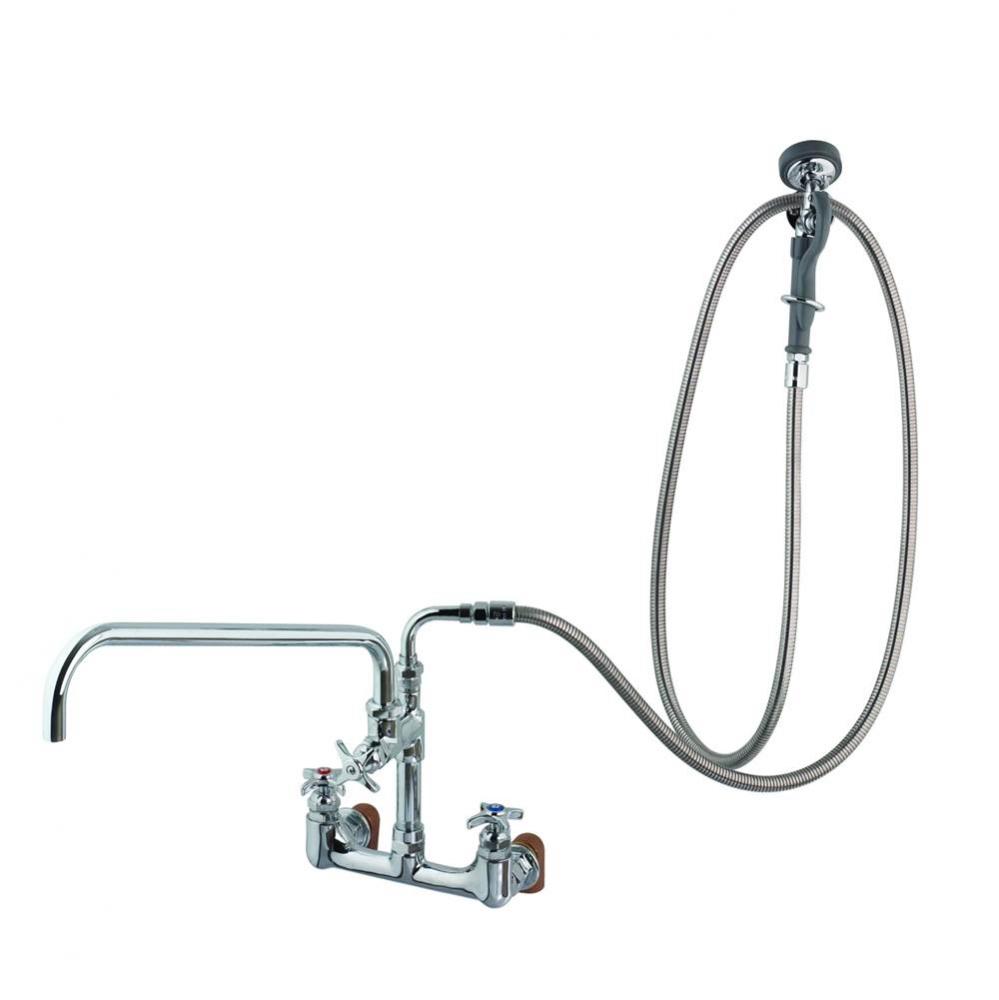 Big-Flo Spray Assembly: 8'' Wall Mount, 18'' Add-On Faucet, Angled Spray Valve