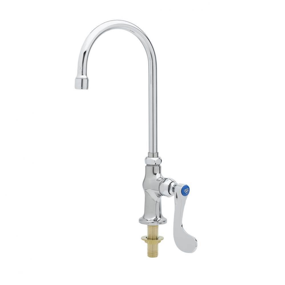 Single Pantry Faucet, Deck Mount, Swivel Gooseneck, Non-Splash Aerator, Wrist Blade Handle