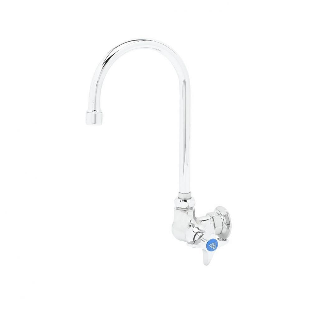 Single Pantry Faucet, Wall Mt, Swivel/Rigid Gooseneck, 4-Arm Handle, 1/2'' NPT Female In