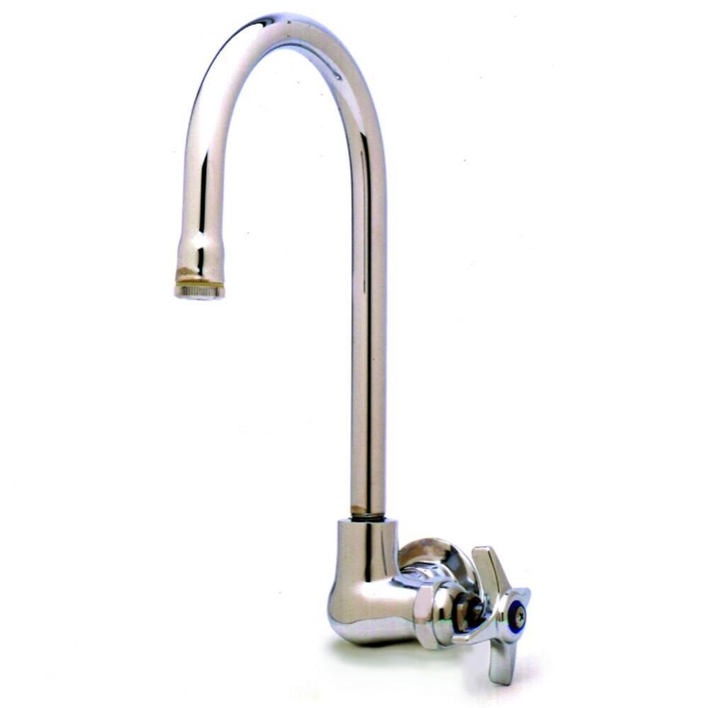 Single Pantry Faucet, Wall Mount, Swivel Gooseneck, Four-Arm Handle