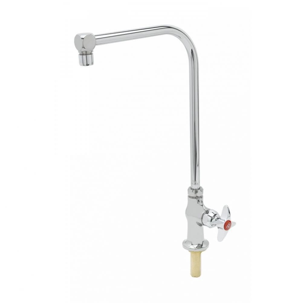 Faucet, Single Temp, High-Arc Gooseneck, 4-Arm Handle & Red Index, 2.2 GPM Aerator