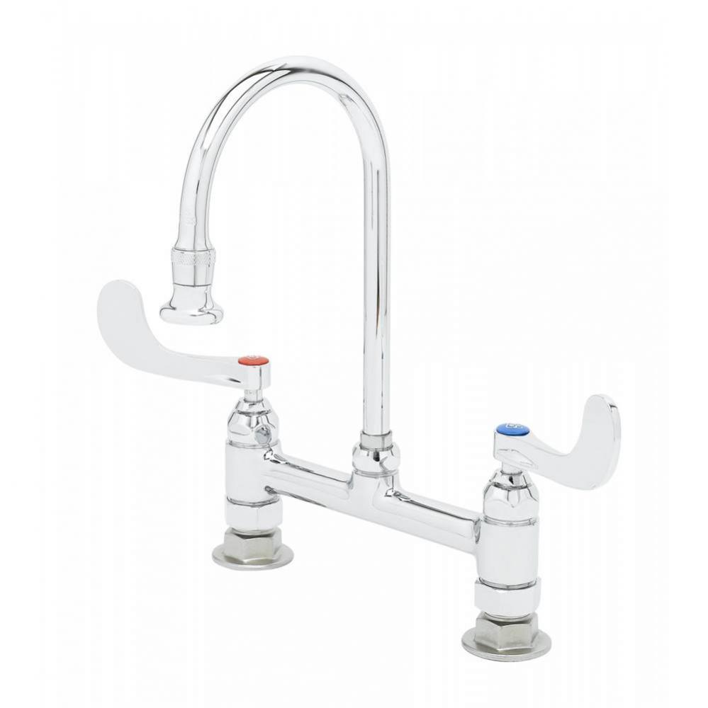 8'' Deck Mount Mixing Faucet, Swivel/Rigid Gooseneck w/2.2 GPM Rosespray, 4''